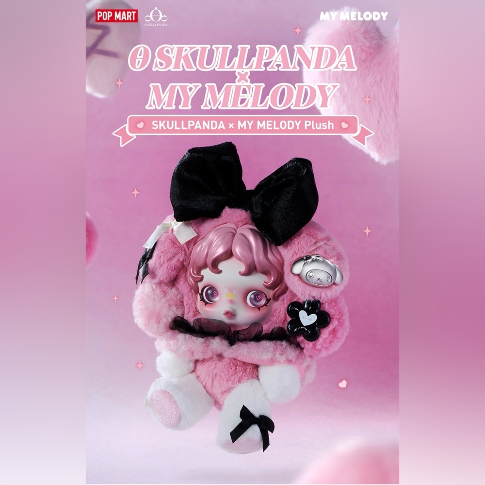 SKULLPANDA x MY MELODY Plush Toy - Pink and Black